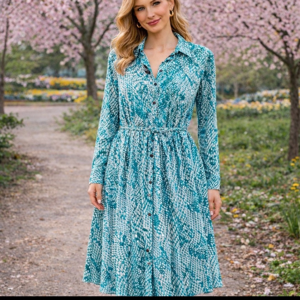 Turquoise Snake Print Dress